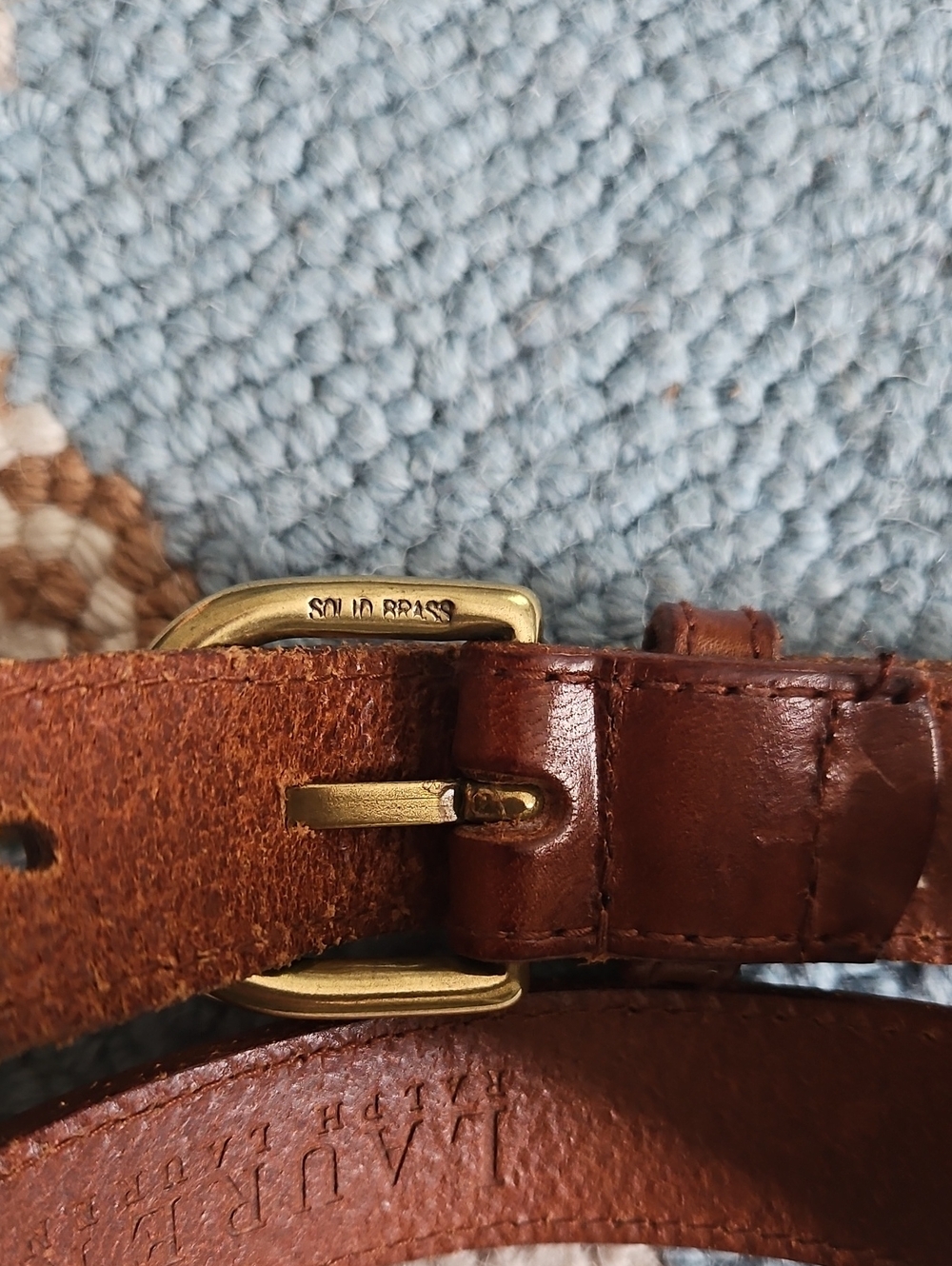 Lauren By Ralph Lauren Brown Leather Belt with Solid Brass Buckle - Picture 3 of 8